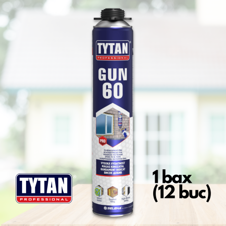 Adezivi, Silicon, Spuma si Accesorii - Spumă Poliuretanică TYTAN PROFESSIONAL GUN 60, Toate Anotimpurile, 750ml Pistol - 12buc/bax