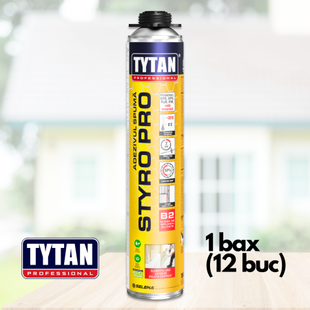 Adezivi, Silicon, Spuma si Accesorii - Adeziv Spuma Vata Minerala si Bazaltica, Tytan Professional STYRO PRO B2, 750ml Pistol - 12buc/bax