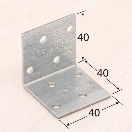 Coltare Lemn Fara Ramforsa - Coltar Lemn 40x40x40x2 mm KM1 – Conector Metalic Zincat