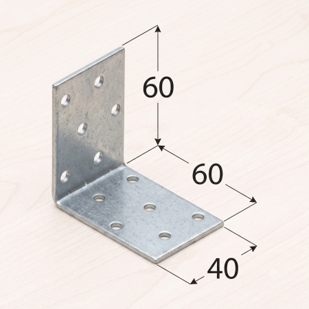 Coltare Lemn Fara Ramforsa - Coltar Lemn 60x60x40x2 KM3 – Conector Metalic Zincat