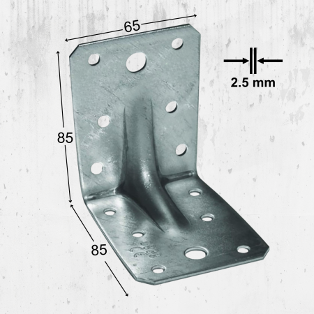 Colțar Lemn Ranforsat 85x85x65x2.5 mm – 20 bucăți/cutie