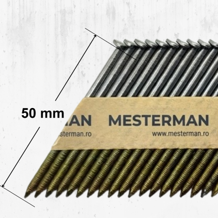 Suruburi Diverse si Consumabile - Cuie în Bandă de Hârtie 2.8x50mm, 34 Grade (Bax 3000 buc) – Cap D Inelat
