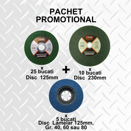 Discuri De Taiat FLEX - Pachet 25 Discuri Metal 125 mm + 10 Discuri Metal 230 mm + 5 Discuri Lamelare 125, Gr. P60| Pachet Basic