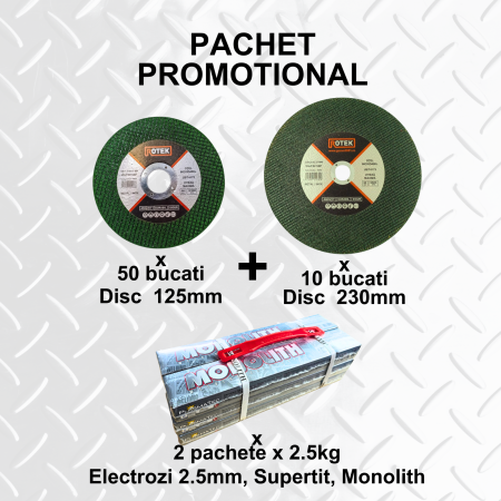 Scule, Unelte Si Consumabile - Pachet 50 Discuri Metal 125 mm + 10 Discuri Metal 230 mm + 5kg Electrozi Supertit 2.5mm | Pachet Mester