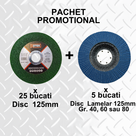 Discuri De Taiat FLEX - Pachet 25 Discuri Metal 125 mm + 5 Discuri Lamelare 125, Gr. P60| Pachet Basic