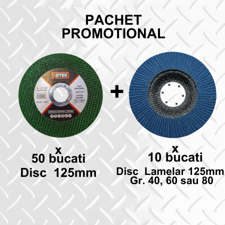 Discuri De Taiat FLEX - Pachet 50 Discuri Metal 125 mm + 10 Discuri Lamelare 125, Gr. P40| Pachet Mester