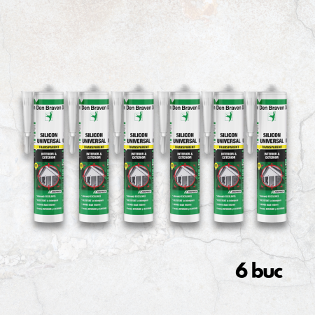 Adezivi, Silicon, Spuma si Accesorii - Pachet 6 bucati - Silicon Universal Transparent Den Braven 280 ml – Etanșant Interior/Exterior