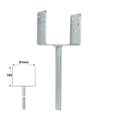 Suporti Grinda - Papuc Reazem Tip "U" cu Picior (81x102x60x4 mm) - 4 buc/set