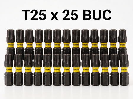 Biti Si Tubulare - Set 25buc Bit Negru TX20 De Impact, Scurt