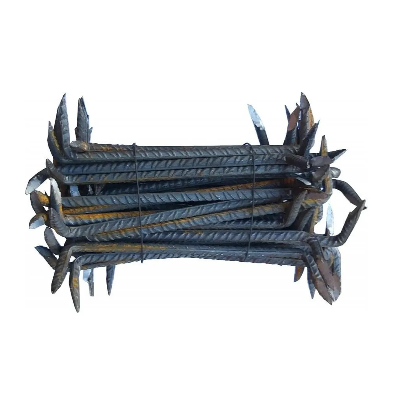 Cuie Constructii - Diverse Marimi - Set 50 de Scoabe din Fier Striat, Lungime 200mm, Grosime 8mm