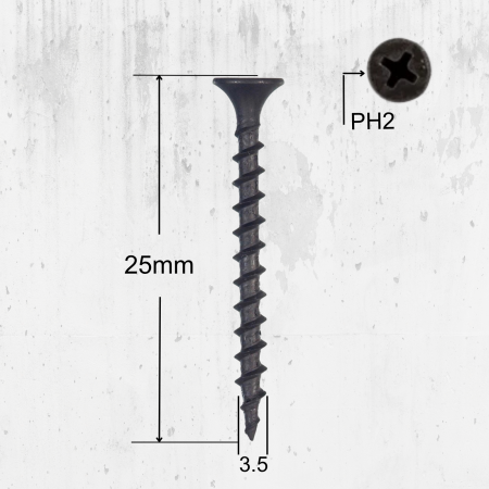 Negrese Lemn - Suruburi GipsCarton Filet Rapid - Surub Autofiletant Pas Fin 3.5x25, Gips-Carton 1000 buccutie - MESTERMAN