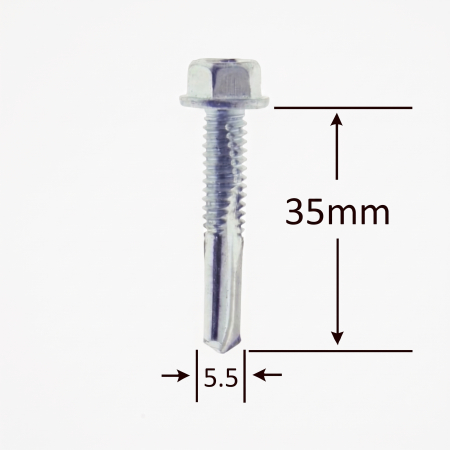 Surub Acoperis Cap Hexagonal - Surub Autoforant Cap Hex, Varf Lung 5.5x35mm Zincat DIN 7504K - 500buc/cutie