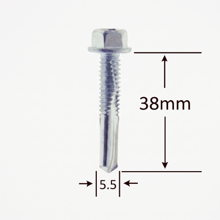 Surub Acoperis Cap Hexagonal - Surub Autoforant Cap Hex, Varf Lung 5.5x38mm Zincat DIN 7504K - 500buc/cutie