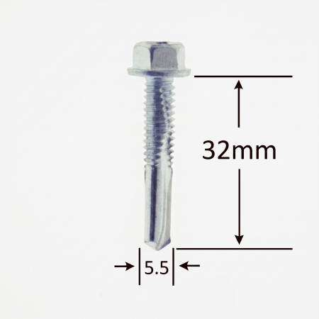 Surub Acoperis Cap Hexagonal - Surub Autoforant Cap Hex, Varf Lung 5.5x32mm Zincat DIN 7504K - 500buc/cutie