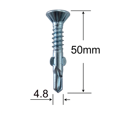 Surub Autoforant Cap Inecat - Surub Autoforant cu Aripi 4.8x50 mm TX25, Lemn pe Metal, Vârf TEK, Zincat – 500 buc / cutie