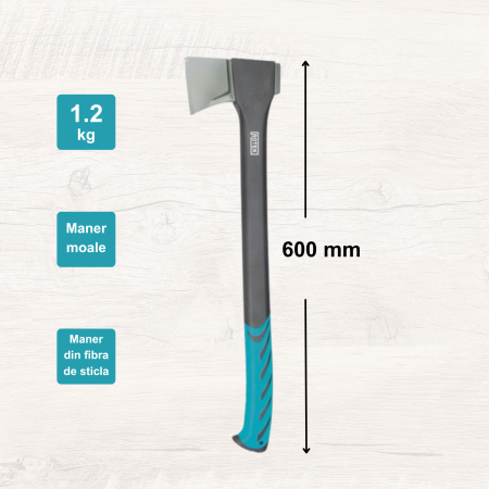 Topoare - Topor Despicat Lemne Rotek 60cm 1.2kg | Oțel Carbon Forjat