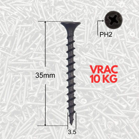 Negrese Lemn - Suruburi GipsCarton Filet Rapid - VRAC Surub Autofiletant Lemn 3.5x35, Gips-Carton 10kg4500buc