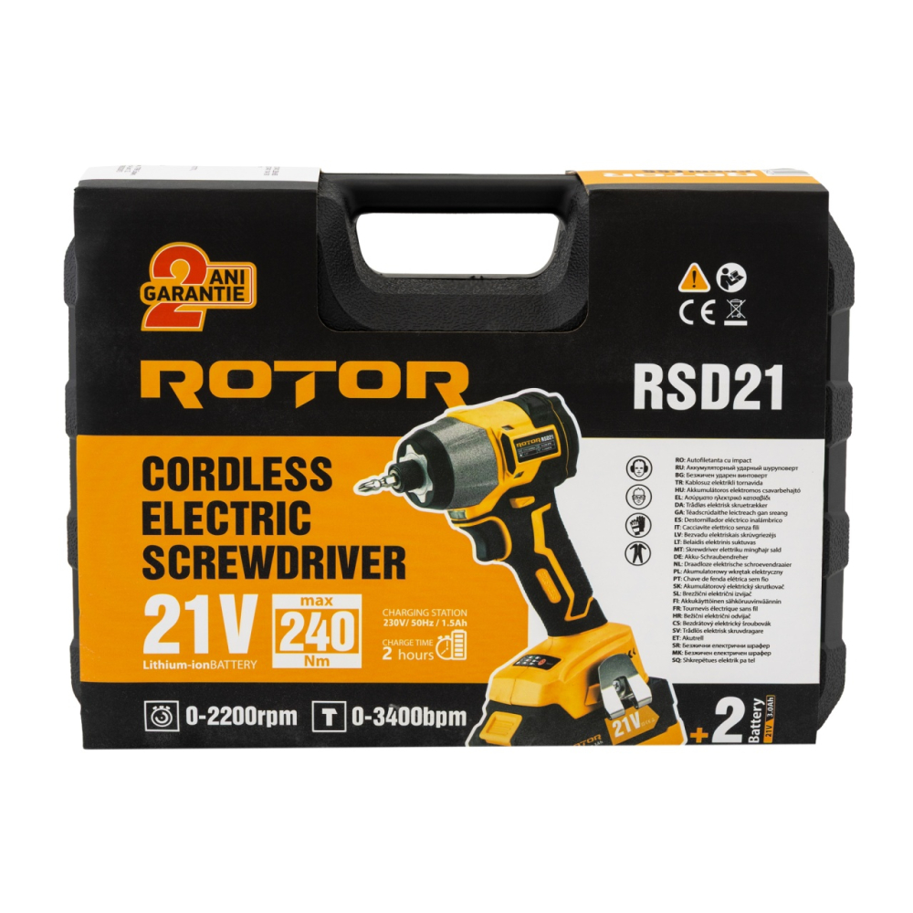 Autofiletanta cu impact pe acumulator ROTOR RSD21, 21 V /3 Ah, 240 Nm,2200 rot/min, 3400 BPM [13]