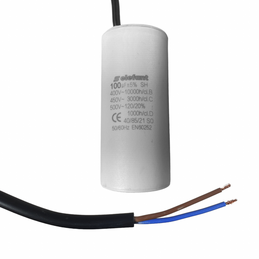Condensator cu fire CBB60 100µF 60x127mm 450V, Elefant [1]