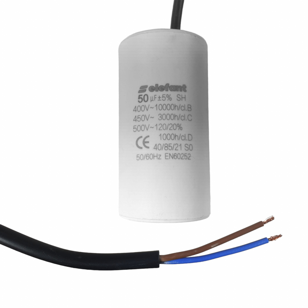 Condensator cu fire CBB60 50µF 50x95mm 450V, Elefant [1]
