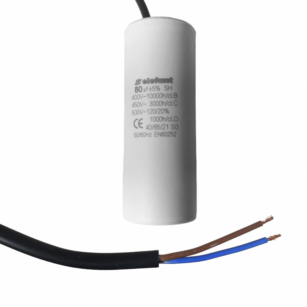Condensator cu fire CBB60 80µF 50x127mm 450V, Elefant [1]