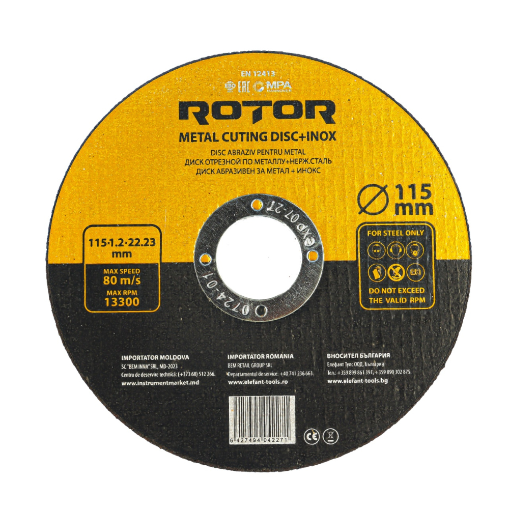 Disc abraziv pentru metal+inox ROTOR 115*1,2*22, 23 [1]