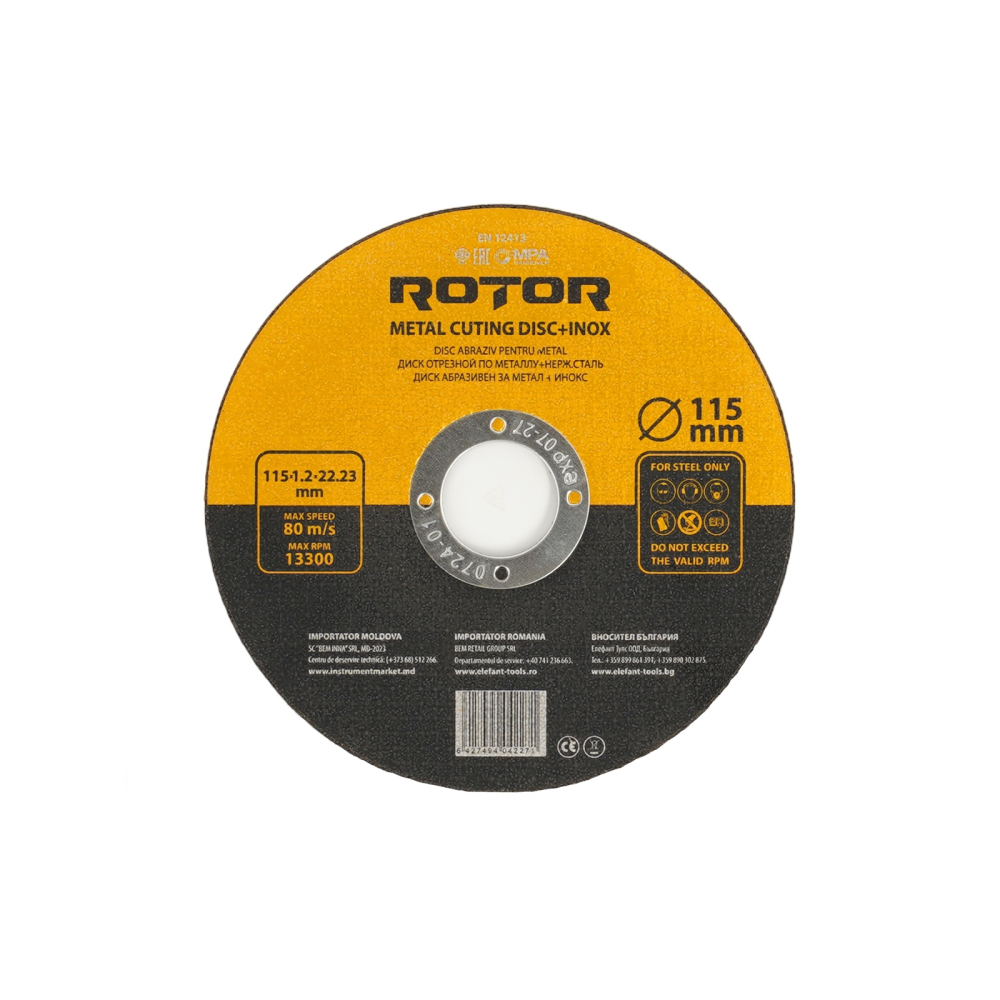Disc abraziv pentru metal+inox ROTOR 115*1,2*22,23 set 10 [3]
