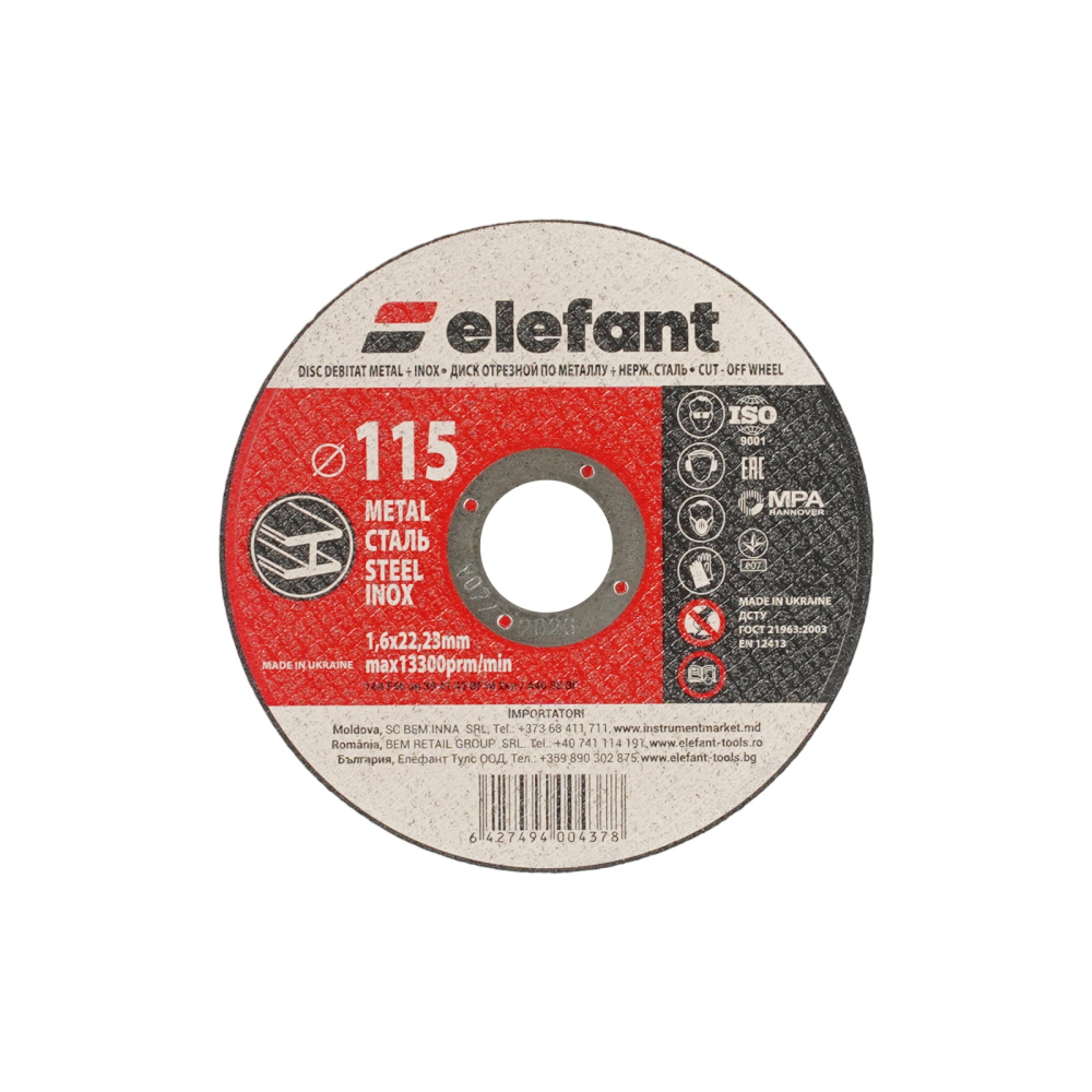 disc abraziv pentru metalinox ELEFANT 115*1,6*22,23 [1]