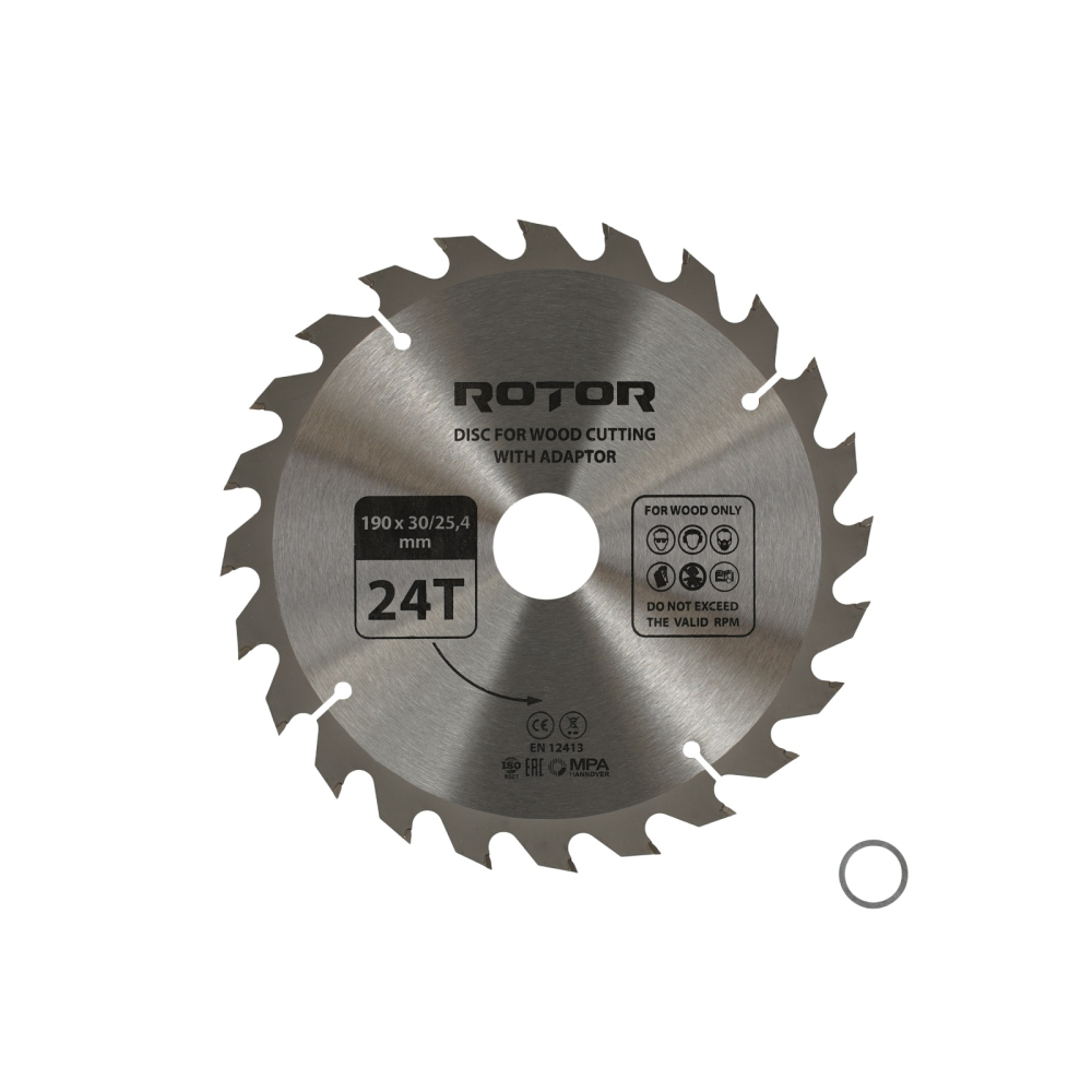 Disc taiat lemn ROTOR 190*30/25,4 cu adaptor 24T [1]