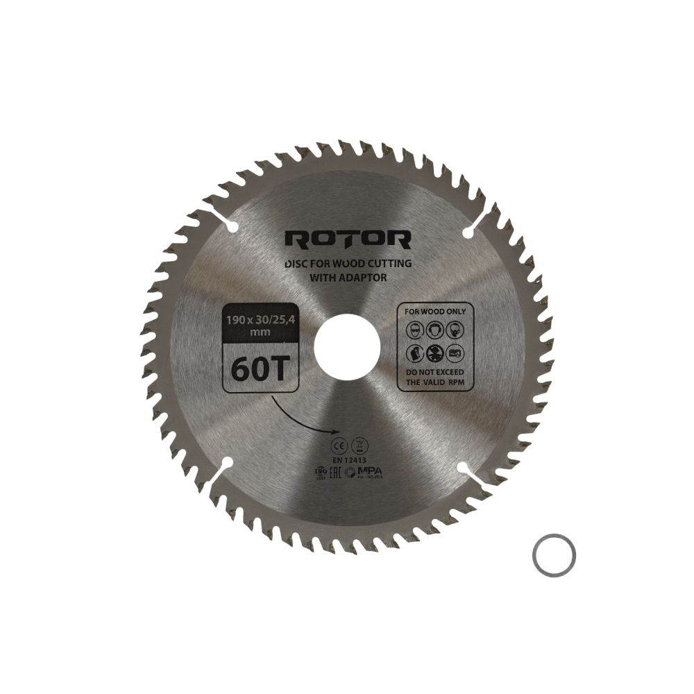 Disc taiat lemn ROTOR 190*30/25,4 cu adaptor 60T [1]