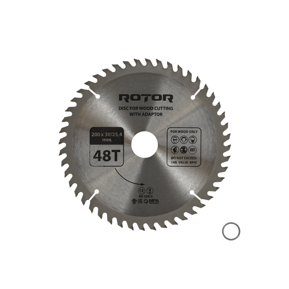 Disc taiat lemn ROTOR 200*30/25,4 cu adaptor 48T [1]