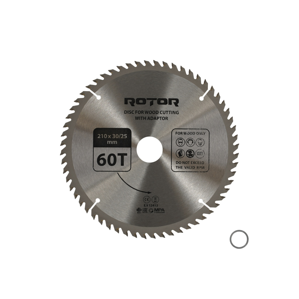 Disc taiat lemn ROTOR 210*30/25,4 cu adaptor 60T [1]