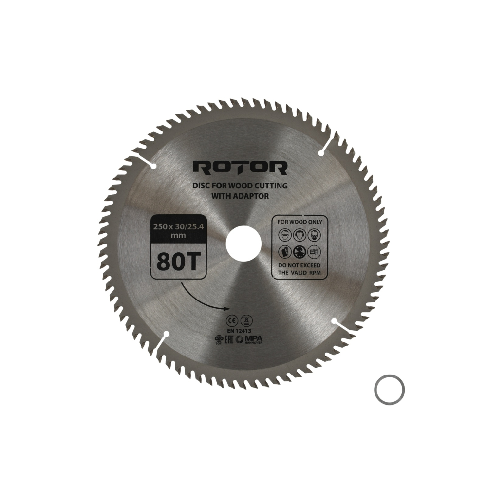 Disc taiat lemn ROTOR 250*30/25,4 cu adaptor 80T [1]