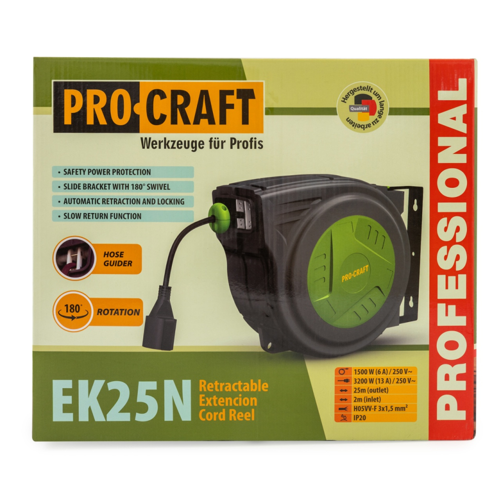 EK25N Cablu prelungitor cu tambur automat 25 metri PROCRAFT [3]