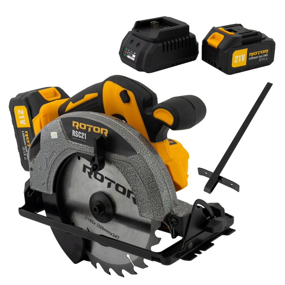 Fierastrau circular pe acumulator ROTOR RSC21, 21V/ 3Ah, 1000 W, 4300 rot/min, Brushless [1]