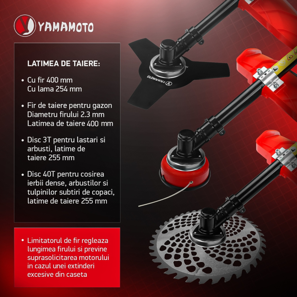 Motocoasa benzina Yamamoto YMA.56 , 2T, 5.8 CP, 10000 rpm [6]