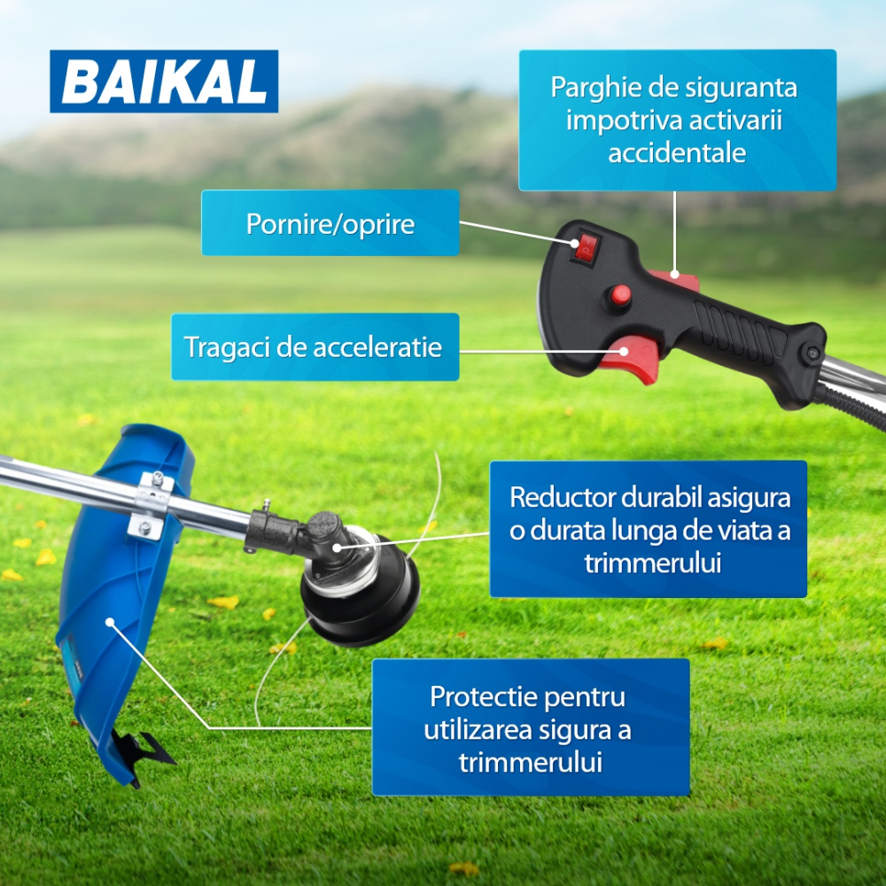 Motocoasa pe benzina BAIKAL BK5500, 4.7CP, 2T, 10000rpm [5]