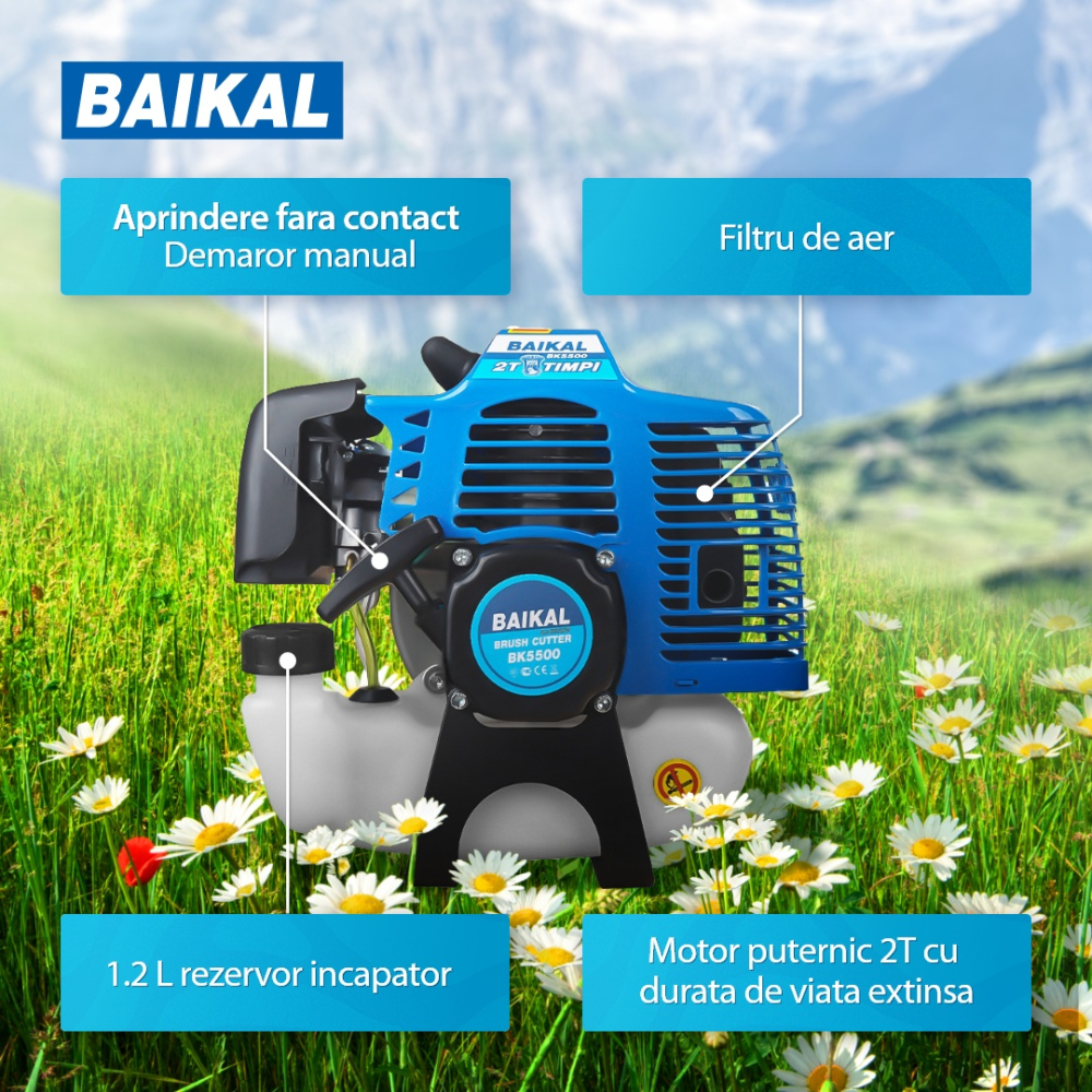 Motocoasa pe benzina BAIKAL BK5500, 4.7CP, 2T, 10000rpm [4]