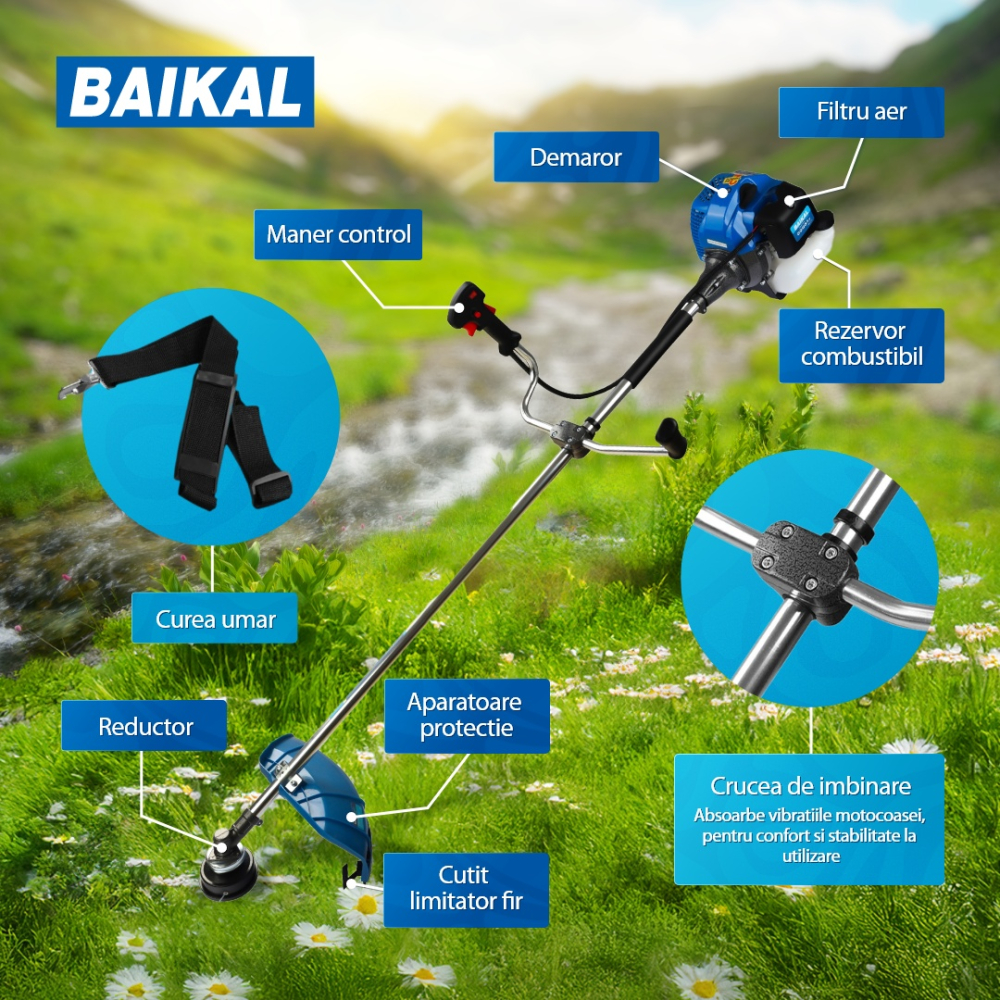 Motocoasa pe benzina BAIKAL BK5500, 4.7CP, 2T, 10000rpm [3]