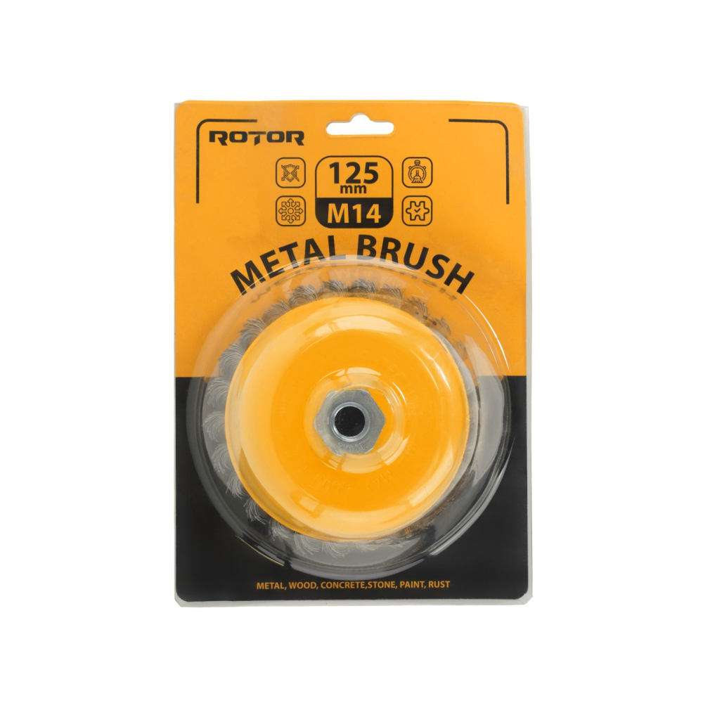 Perie de sarma tip cupa cu noduri rasucite ROTOR 125mm M14 [4]