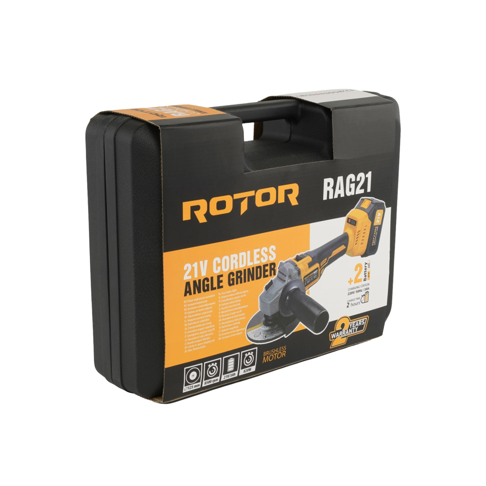 Polizor unghiular pe acumulator ROTOR RAG21 21V/3 Ah,820 W ,8500 rot/min,Brushless [7]