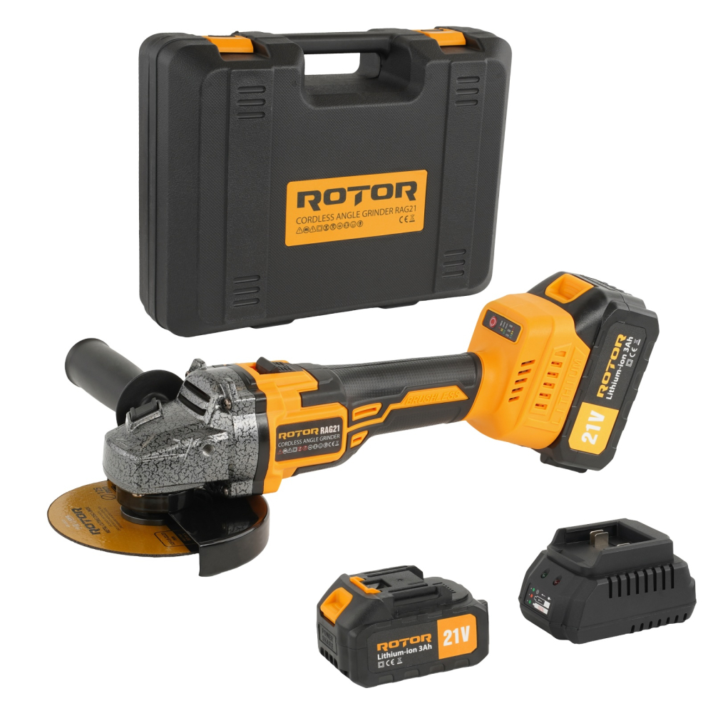 Polizor unghiular pe acumulator ROTOR RAG21 21V/3 Ah,820 W ,8500 rot/min,Brushless [1]