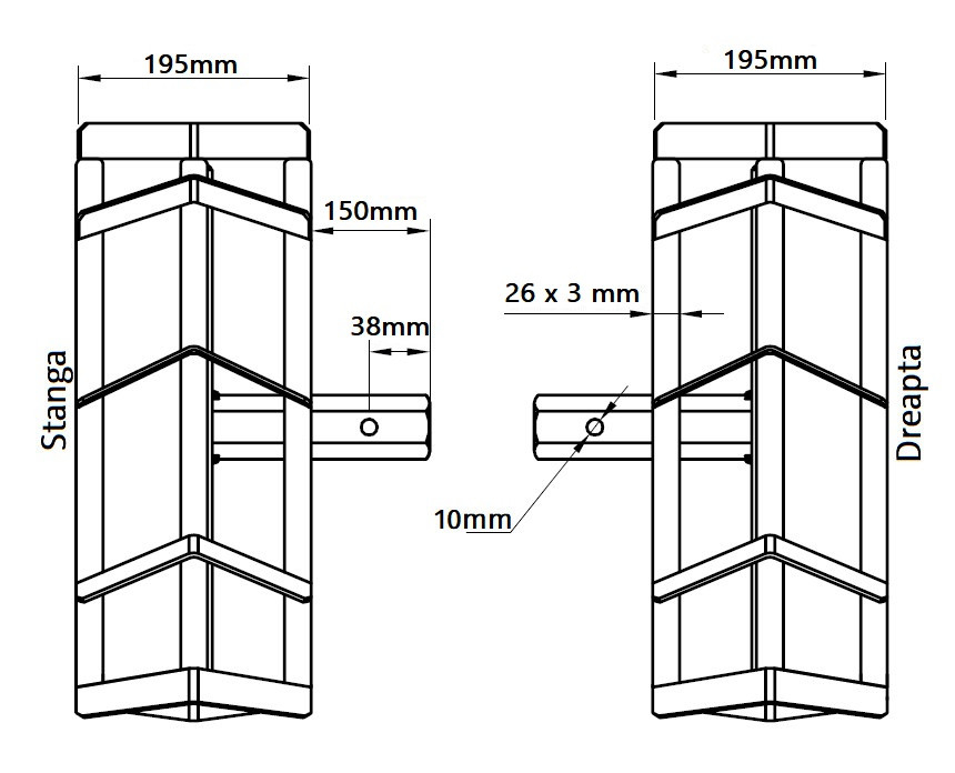 Set roti metalice 470x195 cu manicot, diametru ax 33mm, Elefant [7]
