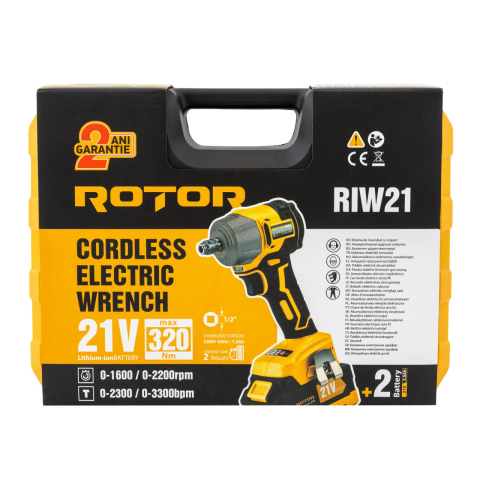 Autofiletanta cu impact pe acumulator ROTOR RIW21, 21 V /3 Ah, 320 Nm 2200 rot/min, 3300 BPM [13]