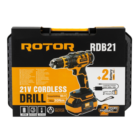 Autofiletanta pe acumulator ROTOR RDB21 21 V /3 Ah, 1350 Rot/min, 18+1, 30 Nm, Brushless [12]