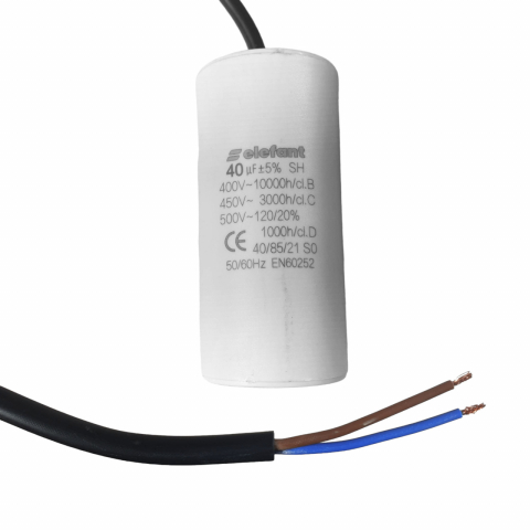 Condensatori - Condensator cu fire CBB60 40µF 45x95mm 450V, Elefant