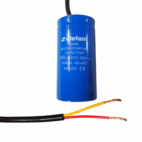 Condensatori - Condensator cu fire CD60 300µF 50x100mm 330V, Elefant