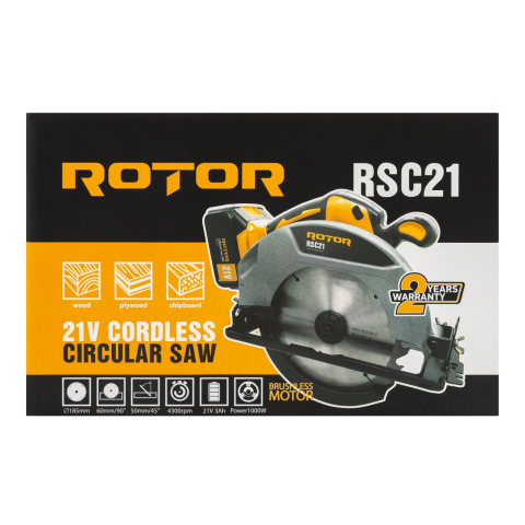 Fierastrau circular pe acumulator ROTOR RSC21, 21V/ 3Ah, 1000 W, 4300 rot/min, Brushless [9]