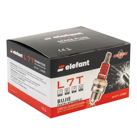 L7T Bujie pentru motoare 2T, 1 electrod M14*1.25MM, Elefant [3]