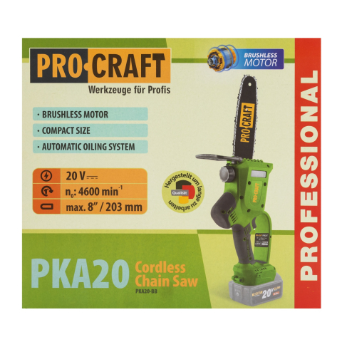Motofierastrau cu acumulator Procraft PKA20, Li-ion, 20 V, 4.0 Ah, 4600 rotatii, Brushless, Lama 24 cm [11]